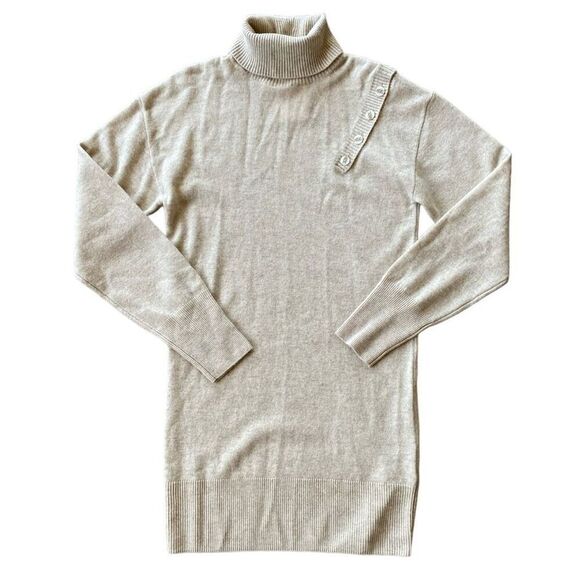 Naadam Beige Wool/Cashmere Turtleneck Sweater Dress NWT Size Extra Small - Picture 1 of 6